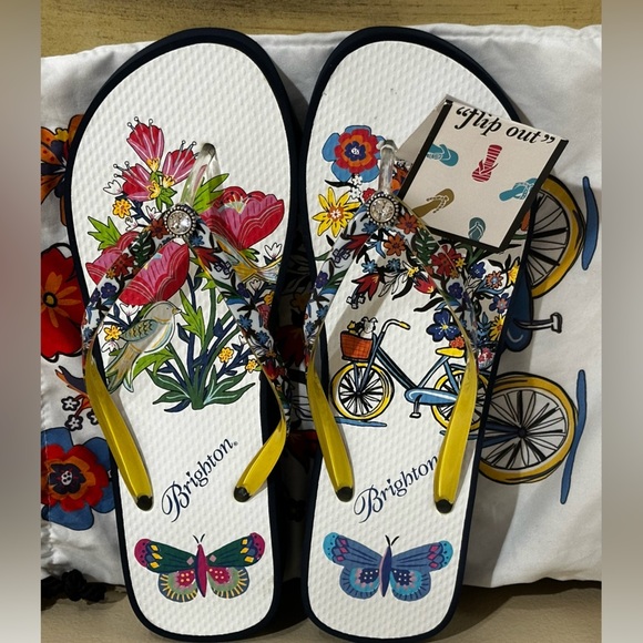 Brighton Women's Floral Flip Flops - Multicolor - Picture 2 of 5